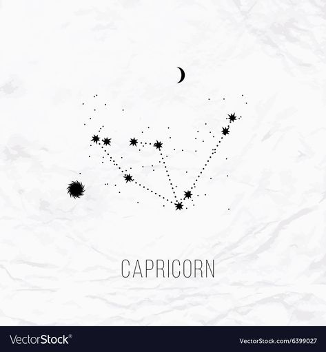 Capricorn Zodiac Constellation, Capricorn Zodiac Constellation Tattoo, Sun Moon Constellation Tattoo, Capricorn Star Constellation Tattoo Zodiac Signs, Capricorn Astrology Symbols, Capricorn Horoscope Tattoo, Capicorn Tatoos Stars, Capricorn Star Sign Tattoo, Capricorn Moon Tattoo