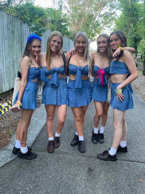 Schoolies Outfits Uniform, Year 12 Muck Up Day Ideas, Schoolies Outfits, Outfits Uniform, Grad Party Theme, School Uniform Dress, School Dress, Dress Alterations, School Dresses