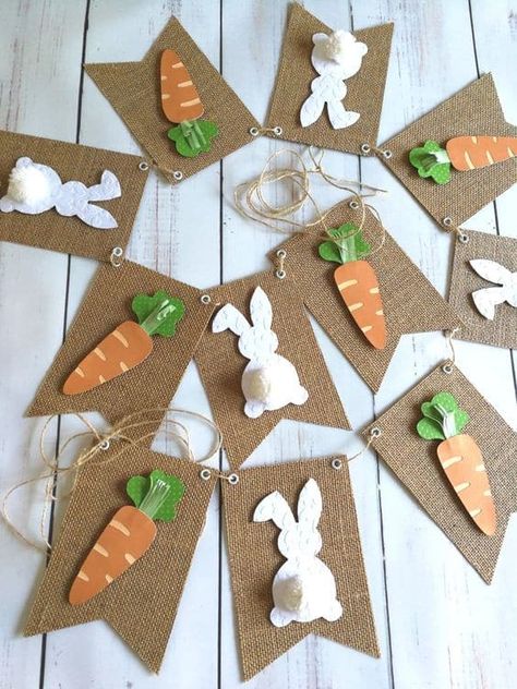 24 DIY Easter Garland Ideas » Lady Decluttered Handmade Easter Decorations, Easter Diy Cards, Easter Cards Diy, Easter Card Diy, Easter Garland Diy, Easter Garlands, Easter Craft Decorations, Easter Garland, Easter Bunny Crafts