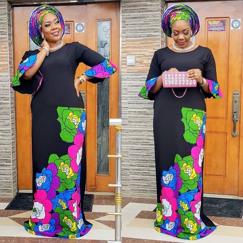 2019 Ankara Plain and Pattern Long Gown Styles for Fashion Divas - DeZango FacebookTwitterWhatsAppAddThis Gown For Ladies, Plain And Pattern, Gown Styles For Ladies, Long Gown Styles, Ankara Long Gown, Ankara Long Gown Styles, Long African Dresses, Ankara Dress Styles, African Dresses Modern