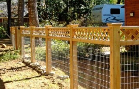 Wire And Wood Fence, Dog Fence Ideas, Goat Ideas, Diy Dog Fence, Welded Wire Fence, Fenced Vegetable Garden, Fence Plants, Green Fence, Homestead Life