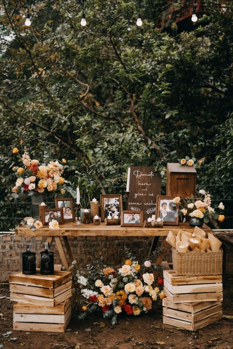 Wedding Registration Table, Rustic Wedding Reception Table Decor, Wedding Entrance Table, Wedding Photo Table, Registration Table, Outdoor Wedding Tables, Wedding Welcome Table, Vietnam Wedding, Wedding Guest Table