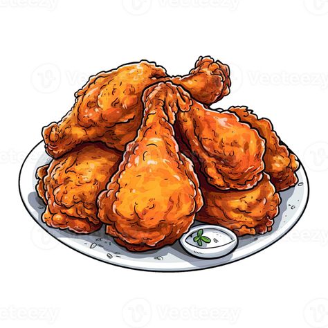 Chicken Illustration Food, Fried Chicken Cartoon, Cute Cartoon Food, Chicken Cartoon, Easy Vanilla Cupcakes, Animated Food, Packaging Snack, Fire Chicken, Chicken Images