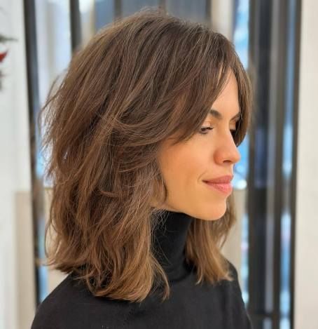 Modern Mid-Length Soft Shag Hairstyle Soft Shag Haircut Mid Length, Soft Shag Haircut, Shag Hairstyle, Shag Hair, Modern Shag Haircut, Modern Shag, Soft Shag, Hair Thickness, Haircut Mid Length