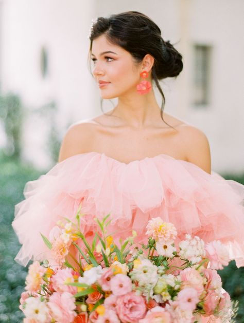 Pretty in Pink - Showstopping Wedding Florals & a Pink Wedding Dress Barbiecore Wedding, Bday Brunch, Pink Wedding Receptions, Wedding Dress Aesthetic, Full Bouquet, Ranunculus Flower, Courthouse Wedding Dress, Dallas Arboretum, Barbie Wedding