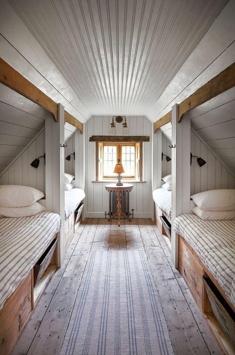 Keith Mcnally, Small Cottage Designs, Bella Porch, Attic Bedroom Designs, Bunk Rooms, Best Tiny House, Attic Bedrooms, Attic Remodel, Attic Bedroom