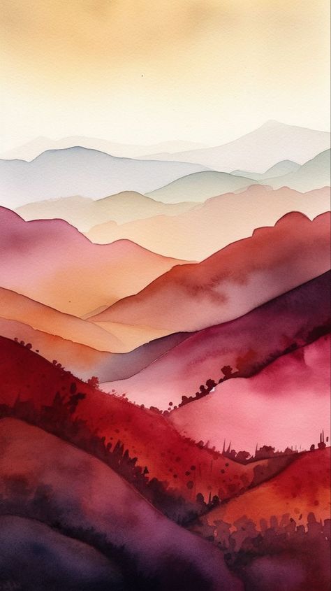 Watercolor Art Mountains, Mountain Watercolor Painting, Watercolour Mountains, Akvarel Illustration, Mountain Watercolor, Ear Tattoo Ideas, Ear Tattoos, Learn Watercolor Painting, Watercolor Art Landscape