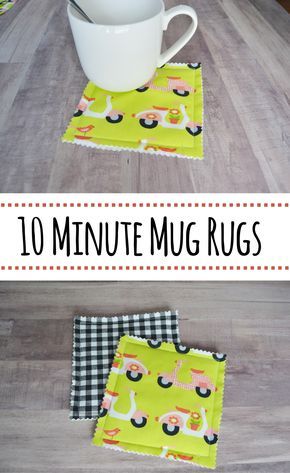 Syprosjekter For Nybegynnere, Mug Mats, Mug Rug Tutorial, Mug Rug Patterns, Fabric Coasters, Beginner Sewing Projects Easy, Diy Coasters, Leftover Fabric, Diy Rug