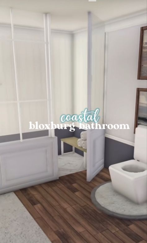 Bloxburg Beach Room Ideas, Bloxburg Coastal Bathroom, Beach Bloxburg, Bloxburg Plants, Beach House Layout, Coastal Guest Bedroom, Bloxburg Beach House, Costal Bedroom, Beach House Room