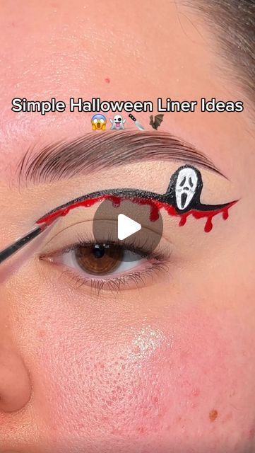 Ghost Face Eyeliner, Ghost Face Halloween Makeup, Ghost Face Makeup Halloween, Ghostface Makeup, Subtle Halloween Makeup, Halloween Liner, Kosas Revealer Concealer, Liner Ideas, Porch Parties