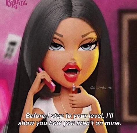 Baddie Icons Cartoon, Idgaf Meme, Bratz Quotes, Purple Aesthetic Quotes, Baddie Cartoon, Bratz Girls, Tagalog Quotes Funny, Tagalog Quotes, Bad Girl Quotes