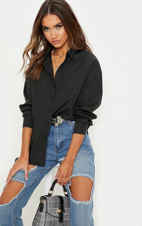 All Black Button Up Outfit, Black Silk Button Down Shirt Outfit, Black Button Up Outfit, Black Hat Outfit, Button Shirt Outfit, Button Up Outfit, Black Shirt Outfits, Button Down Outfit, Oversized Shirt Outfit