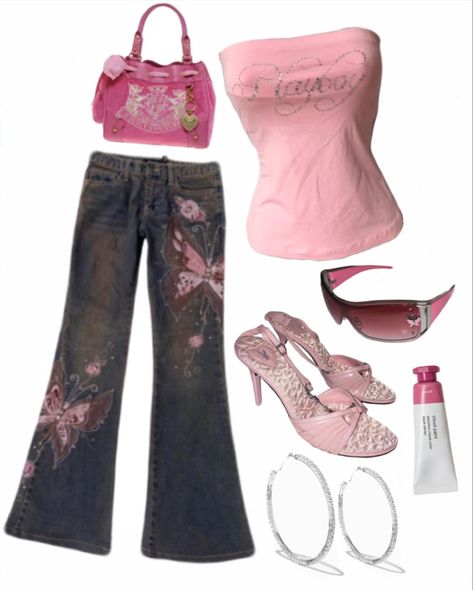 00s Fashion Outfit, Y2k Outfits Aesthetic, Mcbling Fashion, Trashy Outfits, 2000s Outfit, Kawaii Y2k, Fashion Kawaii, 2000s Clothes, 2000s Outfits