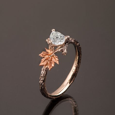 Diamond leaf ring