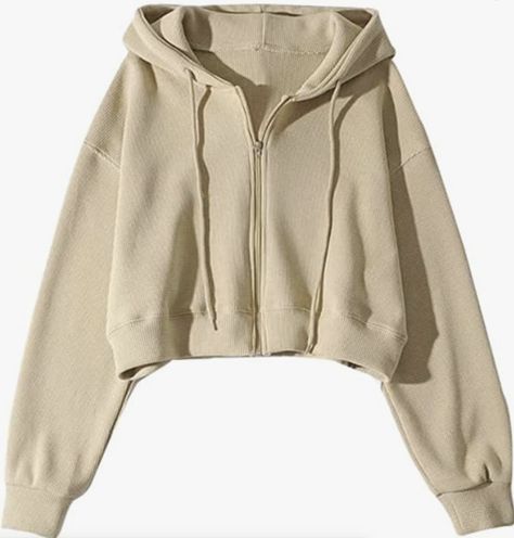 White Cropped Sweatshirt, Cropped Zip Up Hoodie, Hoodie For Women, Cropped Zip Up, Black Zip Ups, Branded Sweatshirts, Khaki Color, Fall Fashion Outfits, Crop Sweatshirt