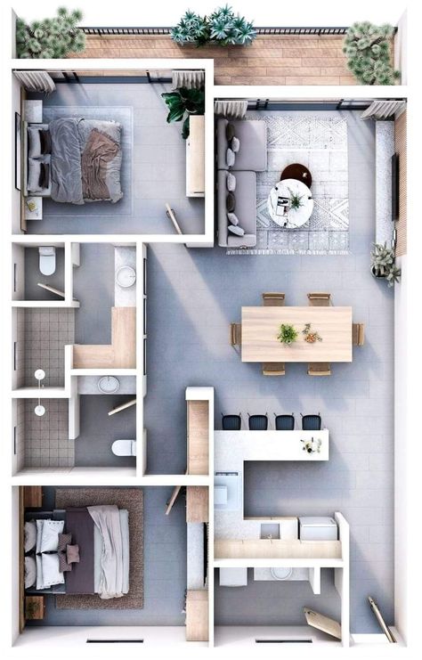 Two Room Apartment Plan, Small Apartment Floor Plans 2 Bedroom, Small Two Bedroom House Plans, Two Bedroom Apartment Floor Plans, Modern Small Apartment Design, Australia Apartment, 2 Bedroom Apartment Floor Plan, Dream House Design, Small Apartment Plans