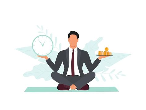 Office Man, Office Men, Self Discipline, Time Management, Scales, Vector Art, Vector Free, Vector Illustration, Clock