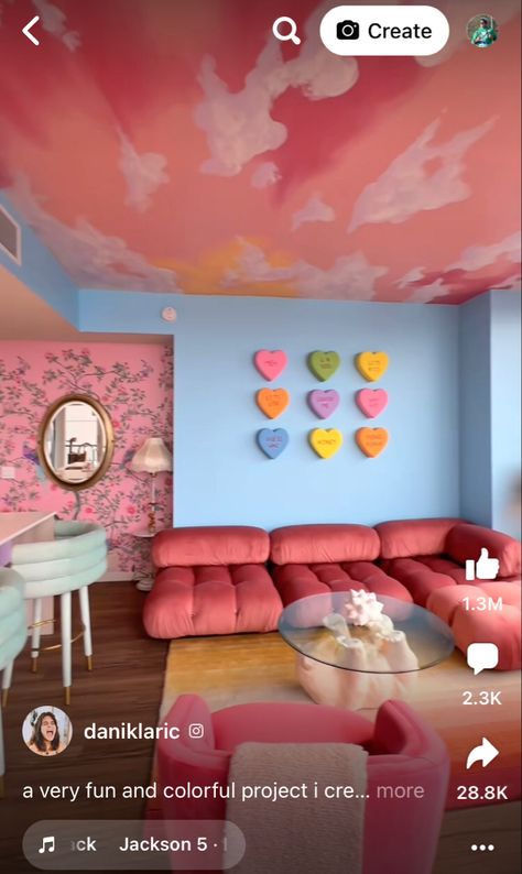 Sunset Ceiling, Sky Ceiling, Whimsical Bedroom, Office Idea, Ceiling Painting, Ceiling Wallpaper, Pastel Home Decor, Ceiling Murals, Dekorasi Kamar Tidur