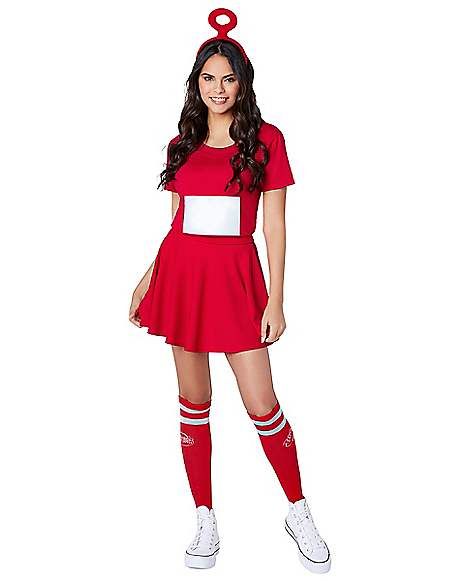 Teletubbies Halloween Costume, Red Knee High Socks, Teletubbies Costume, Tshirt Headband, Dress With Stockings, Funny Costumes, Halloween Inspo, Easy Halloween Costumes, Halloween Cartoons