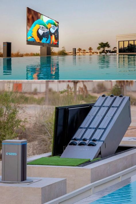 World’s First-Ever Foldable Outdoor TV Outdoor Television, Underground Storage, Outdoor Tv, Cleaning Appliances, Porsche Design, Dream Design, Porsche, Design Studio, Seeds