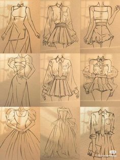 Fashion Designer Sketches For Beginners, Easy Clothes To Draw, Anime Clothes Sketch, How To Draw A Dress Easy, How To Draw Fashion, Dress Design Sketches For Beginners, Drawing Dress Ideas, Fashion Ideas Drawing, Outfit Sketch Ideas