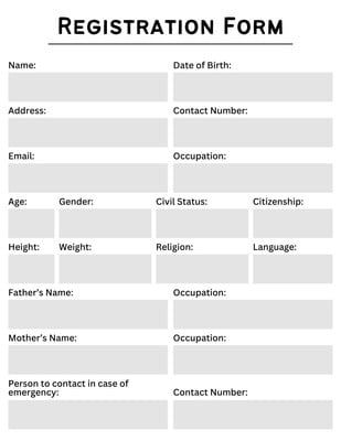 Use this customizable Black and White Minimalist Registration Form template and find more professional designs from Canva. School Admission Form, Admission Form, Airport Pictures, Black And White Minimalist, Scammer Pictures, Book Cafe, Registration Form, Form Template, White Minimalist