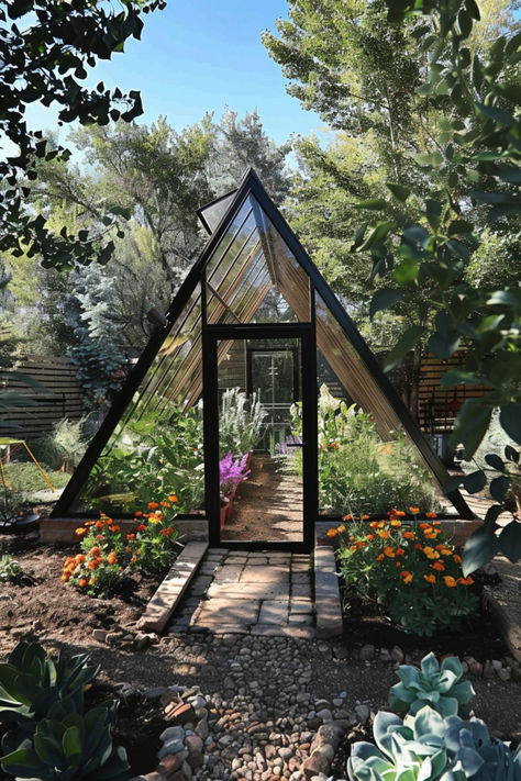 30 Greenhouse Ideas: Creative Designs for Your Home Garden Small Garden House Ideas, Greenhouse Remodel, Enclosed Porch Greenhouse, Raised Greenhouse, A Frame Garden Shed, Greenhouse Modern, Diy Small Indoor Greenhouse, Greenhouse Herb Garden, Small Modern Greenhouse