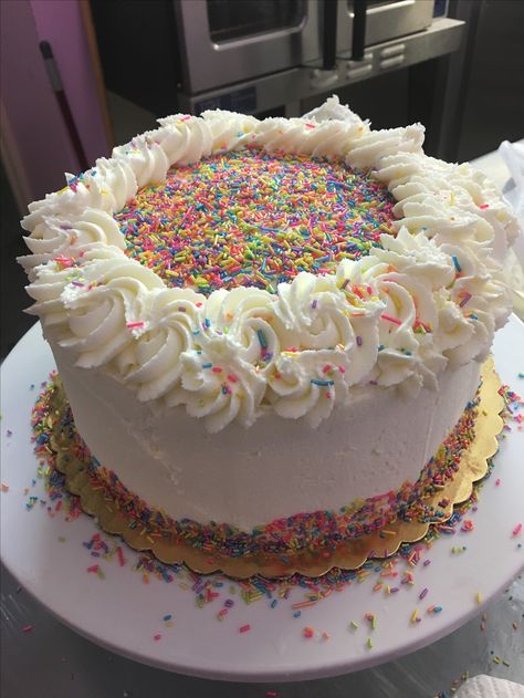 Pretty Homemade Cake, Donut Cake Birthday, White Birthday Cakes, Homemade Birthday Cakes, Creative Birthday Cakes, Sprinkle Cake, Healthy Cake, Just Cakes, Pretty Cakes