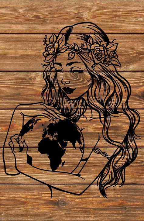 Mother Nature Goddess Tattoo, Earth Goddess Tattoo, Mother Earth Drawing, Mother Earth Tattoo, Goddess Of Earth, Mother Nature Goddess, Witchcraft Tattoos, Heavily Tattooed, Mother Earth Art