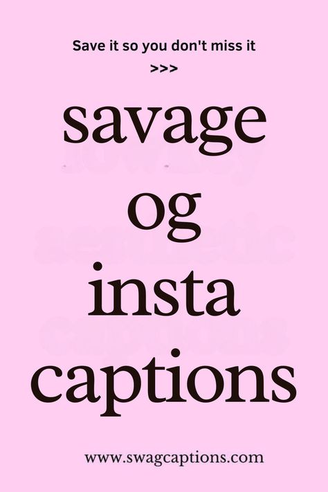 Unleash your inner savage with our "Savage OG Insta Captions"! Perfect for those moments when you need to make a bold statement on social media. Whether you're posting a fierce selfie or sharing an epic adventure, these captions will ensure you stand out from the crowd. Get ready to make waves and leave a lasting impression with the ultimate collection of savage and unforgettable Instagram captions. Short Insta Captions, Savage Captions, Captions For Instagram Posts, Short Instagram Captions, Instagram Captions For Selfies, Selfie Captions, Cool Phrases, Insta Captions, Make Waves