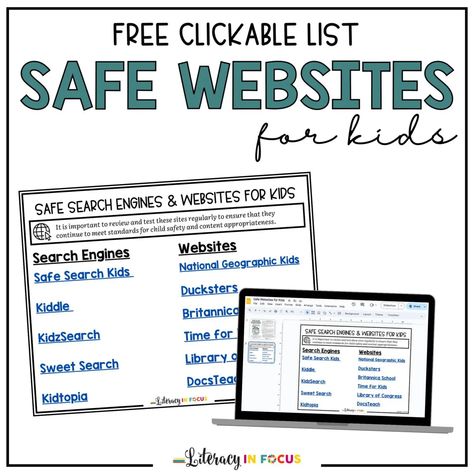 Safe websites for research projects! This list of kid-friendly search engines and websites is perfect for elementary, middle, and high school students! All of the sites are FREE! Great for teaching students how to research online. Kids of all ages can use for these resources for online learning and research. #research #internetsafety #digitalliteracy Websites For Research, Computer Activities For Kids, Comp Sci, Free Learning Websites, Research Websites, Websites For Kids, Learning Websites For Kids, Teacher Websites, National Geographic Kids