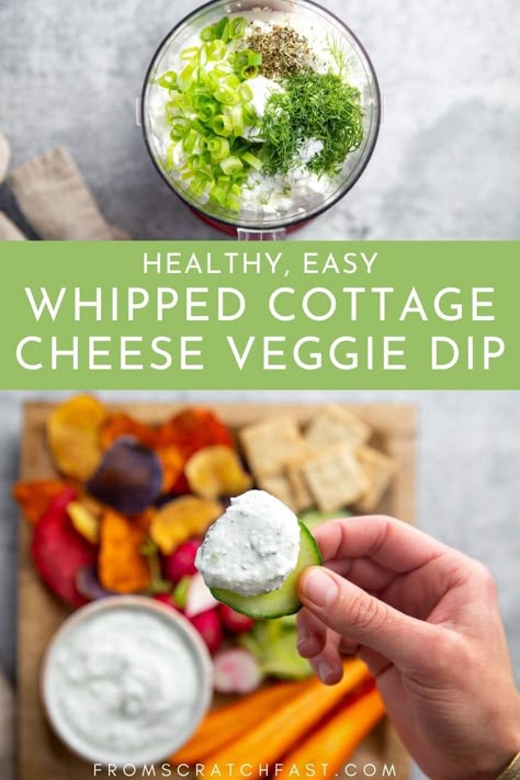 Cottage Cheese Veggie Dip, High Protein Dip, Cottage Cheese Dip Recipes, Protein Dip, Strata Recipes Breakfast, Healthy Veggie Dip, Veggie Dip Recipe, Whipped Cottage Cheese, Cottage Cheese Dips