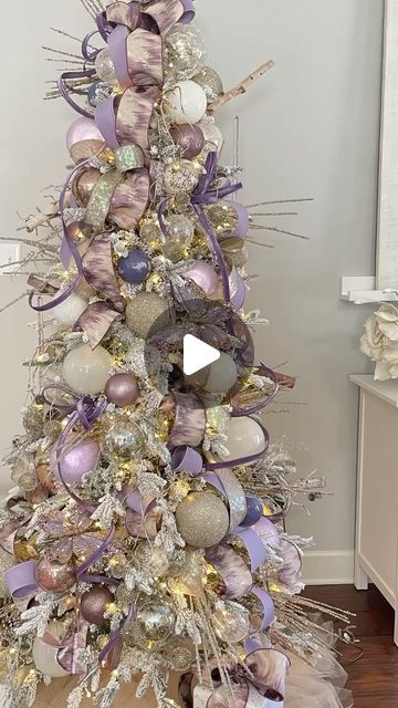 J. ANISE & CO. on Instagram: "This soothing sophisticated and somewhat unexpected pallet is among the favorites this holiday season! I just love the mix of lavender hues on top of my favorite @kingofchristmas tree. If you love this tree it is available via the link in my bio! • 7.5ft slim queen flocked with 700 led lights The ribbons and ornaments are going fast! Still available via the link in my bio! #ribbonwork #xmastree🎄 #christmasmagic #lavenderchristmastree #purplechristmas #christma Lavender And Gold Christmas Tree, Lavender Christmas Tree Decoration, Lilac Christmas Tree, Lavender Christmas, Lavender Christmas Tree, Silver Holiday Decor, Purple Christmas Tree Decorations, Lilac Decor, Victorian Christmas Tree