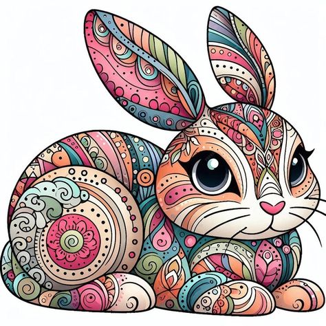 Premium Photo | Whimsical Wonderland Bunny A Colorful Mandala Design