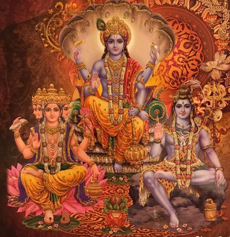 Lord Brahma Wallpapers, Brahma Vishnu Mahesh, Shiva Vishnu Brahma, Lord Brahma And Saraswati, Brahma Vishnu Mahesh Painting, Happy Navratri Images, Hindu Dharma, Peace Illustration, God Artwork