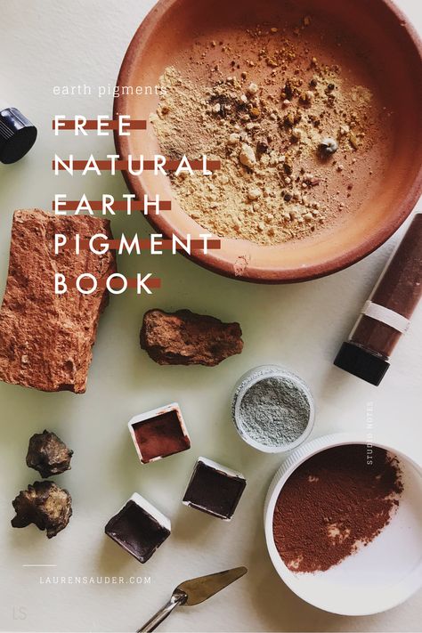 Download a free natural earth pigment book and learn how to find earth pigments, make earth pigment powder, and make paint from rocks. #earthpigments #watercolorpaint #watercolors Diy Paint From Nature, Paint Pigment Powder, Earth Pigments Diy, Natural Pigment Art, Paint With Natural Materials, Art And Nature Crafts, Paint Made From Nature, Natural Pigments Diy, Natural Paints Diy