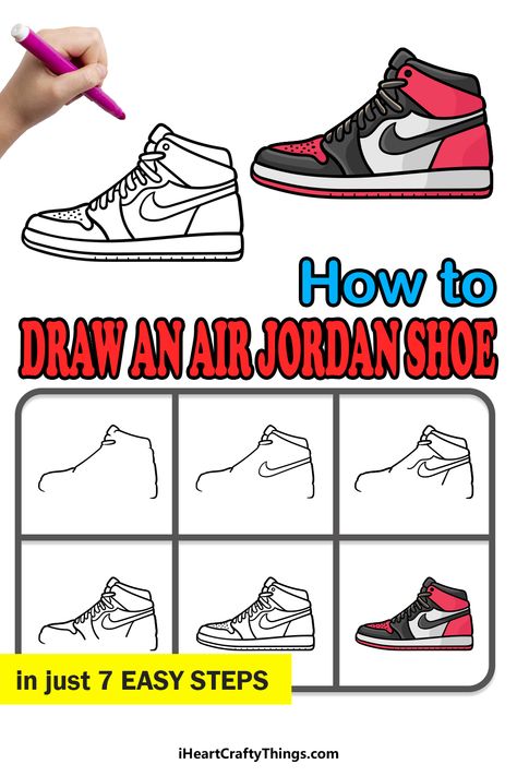 Nike Shoe Drawings Easy, Sneaker Drawing Simple, How To Draw Jordans Shoes Step By Step, How To Draw Sneakers Step By Step, How To Draw Crocs, How To Draw Sneakers, Nike Shoes Drawing Sketches, Easy Shoe Drawing, How To Draw A Shoe