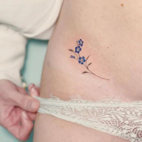 Forget Me Not Flower Tattoo, Heart Tattoo Ankle, Floral Watercolor Tattoo, Forget Me Not Tattoo, Tattoo Machine Tattoo, Needle Tattoo, Tattoo Needle, Poppies Tattoo, Machine Tattoo