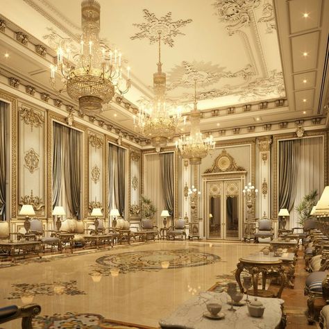 Royal Living Room, Royal Room, Wedding Hall Decorations, Parisian Interior, Neoclassical Interior, Entrance Lobby, Common Room, Rich Girl Aesthetic, Max On