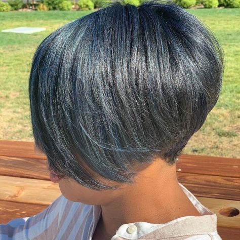 Stacked Pixie Bob on Relaxed Black Hair Relaxed Black Hair, Pixie Cuts For Black Women, Natural Hair Pixie Cut, Short Hair Styles African American, Black Hair Short Cuts, Short Hair Pixie Cuts, Short Sassy Hair, Short Choppy Hair, Sassy Hair