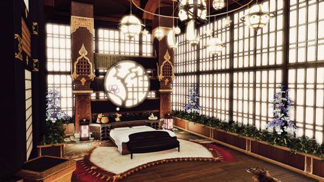 Xiv Housing, Ancient China Aesthetic, Royal Bedroom, Ffxiv Housing, Chinese Interior, Anime Places, Japanese Room, Fantasy Rooms, Asian Architecture