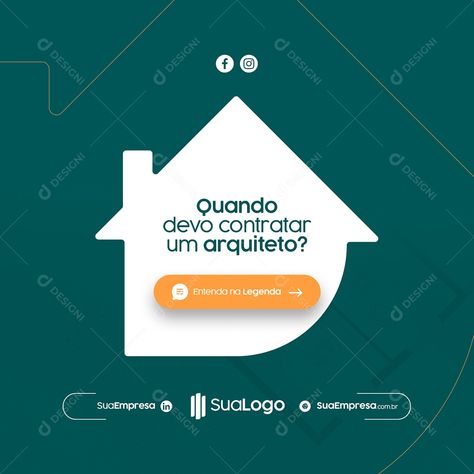 Baixar Quando devo Contratar um Arquiteto Arquitetura Social Media PSD Editável.zip no Designi. Social Media Advertising Design, Castle Rock, Interior Architect, Home Poster, Social Media Banner, Post Design, Advertising Design, Media Design, Social Media Post