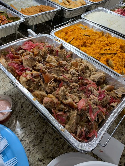 Cuban Food Party, Cuban Wedding Food, Puerto Rican Food Wedding, Cuban Food Catering, Dominican Food Catering, Cuban Roast Pork (lechon Asado), Cuban Party, Red Quinceanera Ideas, Red Quince