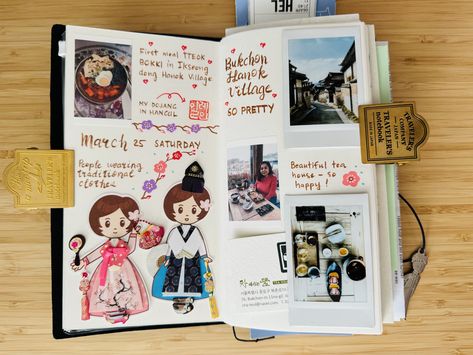 My South Korea Travel Journal 2023 Korea Journal, Tea Clothes, Journal 2023, Skillshare Classes, South Korea Travel, Travel Journals, Korea Travel, Kawaii Stickers, Travelers Notebook