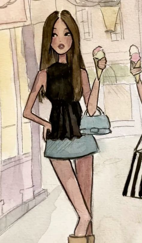 Fashion Model Reference Drawing, Vintage Cute Drawing, Shoe Diva Art Style, Shoe Diva Aesthetic, Shoe Diva Art, 2000s Fashion Drawing, Barbie Dress Drawing, Pretty Woman Drawing, Fashion Drawing Aesthetic