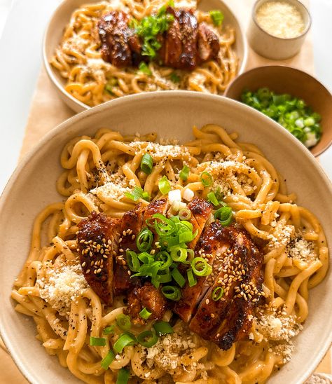 » Garlic Noodles with Teriyaki Chicken Chicken Garlic Noodles, Kefta Kabob, Chicken Udon, Crispy Sweet Potato Fries, Chicken Garlic, Crispy Sweet Potato, Garlic Noodles, Salmon And Rice, Comfort Dishes