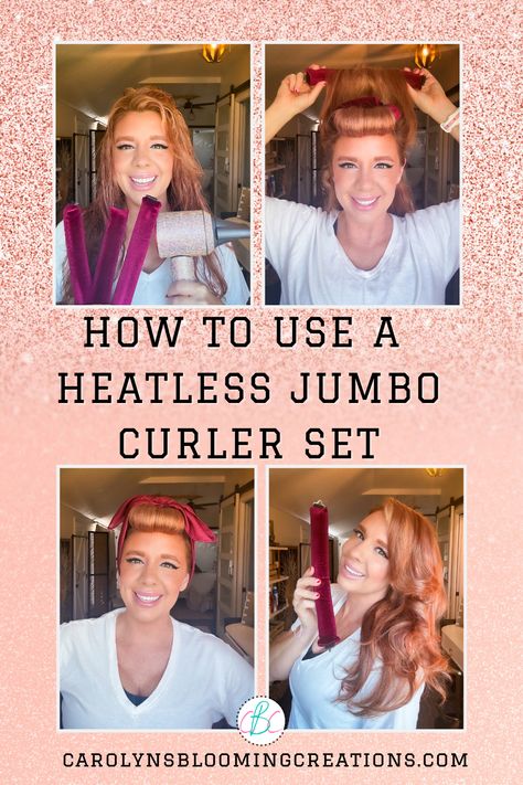 How to Use a Heatless Jumbo Curler Set — DIY Home Improvements Carolyn's Blooming Creations Lip Plumpers That Work, Natural Fake Tan, Curlers For Long Hair, Tooth Fairy Money, Origami Flower Bouquet, Braided Waves, Diy Home Improvements, Heatless Curlers, Curling Rods