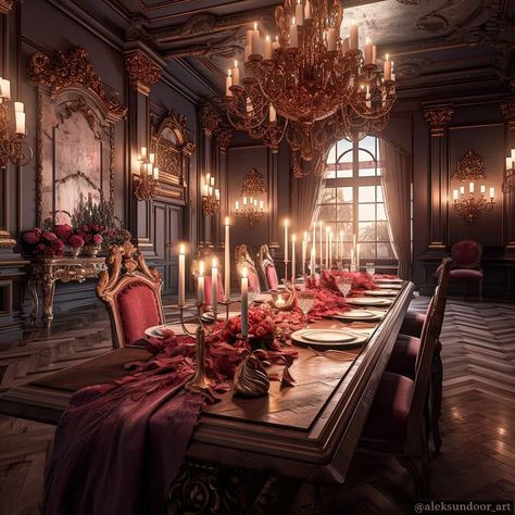 Castle Dinner Room, Fantasy Dinning Room, Fantasy Palace Interior, Fantasy Castle Interior, Royal Palace Interior, Royal Castles Interior, Vampire House, Interior Concept Art, Mansion Aesthetic