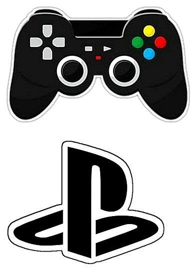 Game Controller Cake Topper, Playstation Cake Topper Printable, Ps5 Cakes For Boys, Playstation Cake Topper, Play Station Party Ideas, Playstation Birthday Party Ideas, Playstation Birthday Party, Playstation Stickers, Ps5 Cake