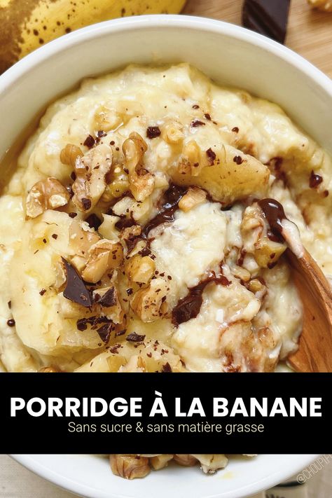 Je vous propose aujourd'hui une recette healthy et minceur pour le petit-déjeuner. Il s'agit d'un porridge chaud et protéiné aux flocons d'avoine, à l'oeuf et à la banane. La recette est sans sucre ajouté et sans matière grasse. Déjeuner Healthy Midi, Porridge Healthy, Petit Dej Healthy, Déjeuner Healthy, Healthy Cake, Delicious Healthy Recipes, Healthy Treats, Cooking Time, Food Inspiration